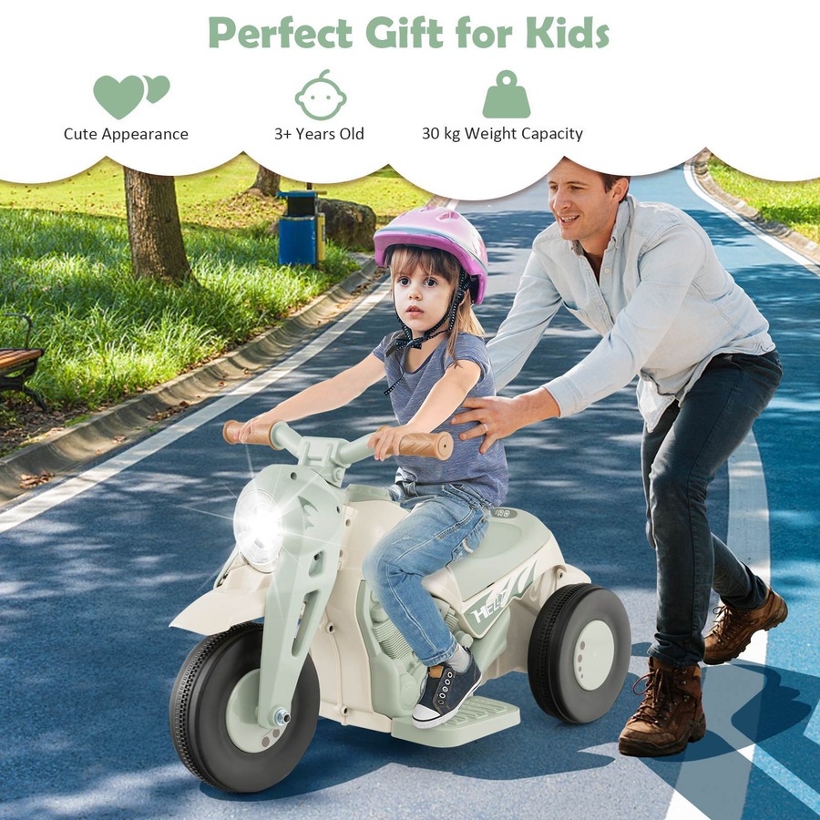 Costway 6V Bubble Car Electric Ride on Motorcycle Outdoor Motorbike Play Toy w/Bubble Maker Boys & Girls Gift Beige