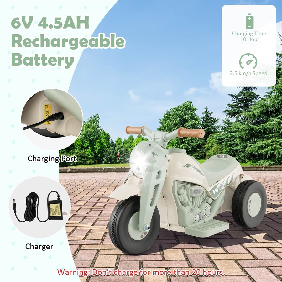 Costway 6V Bubble Car Electric Ride on Motorcycle Outdoor Motorbike Play Toy w/Bubble Maker Boys & Girls Gift Beige