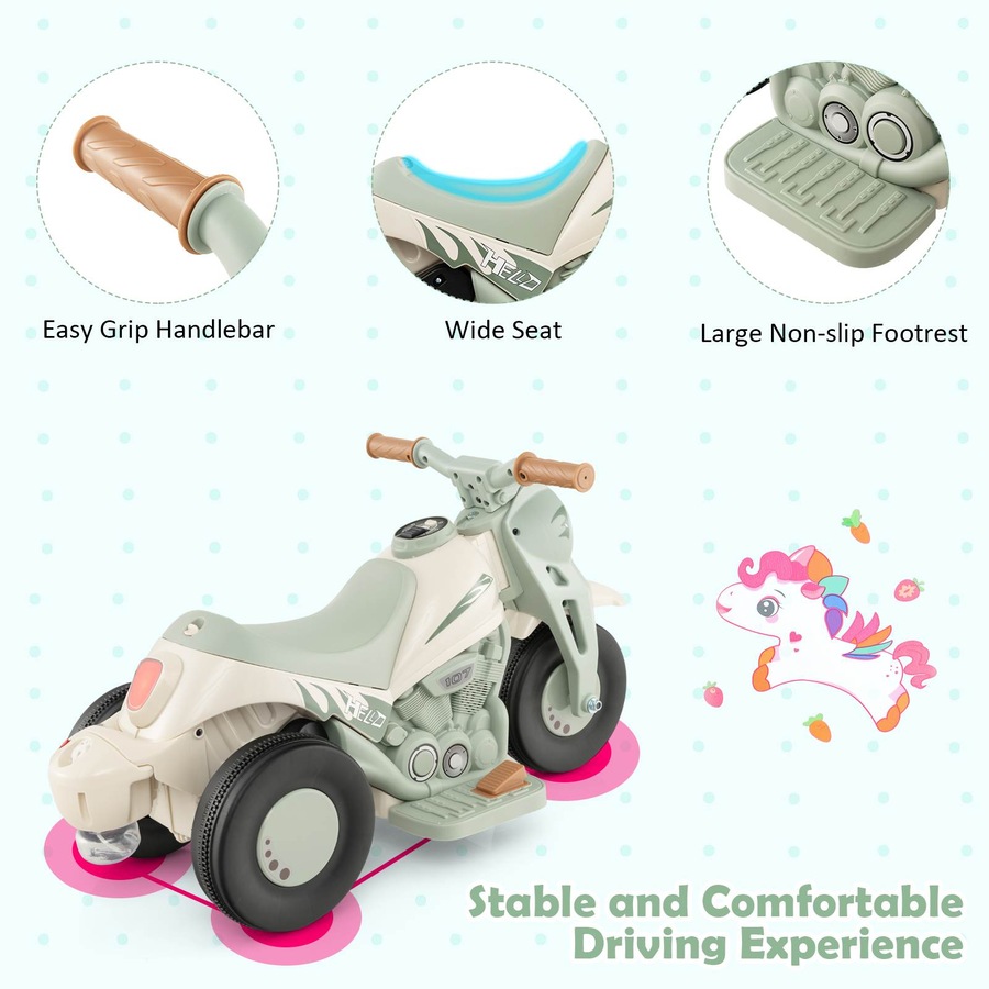 Costway 6V Bubble Car Electric Ride on Motorcycle Outdoor Motorbike Play Toy w/Bubble Maker Boys & Girls Gift Beige