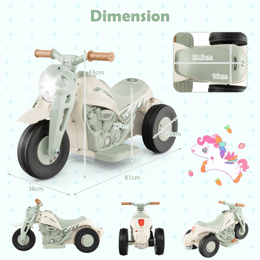 Costway 6V Bubble Car Electric Ride on Motorcycle Outdoor Motorbike Play Toy w/Bubble Maker Boys & Girls Gift Beige