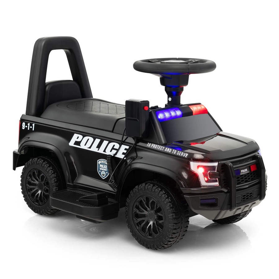 Costway 6V Electric Ride On Car Police Car Toy Vehicle for 18-60 Months Black