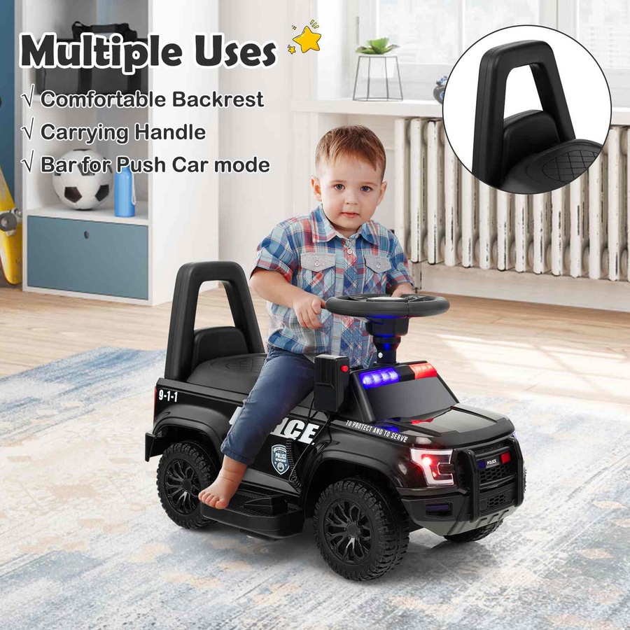 Costway 6V Electric Ride On Car Police Car Toy Vehicle for 18-60 Months Black