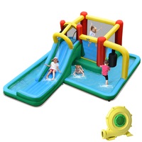 Costway 7-IN-1 Inflatable Water Park Slide Jumping Castle Splash Pool Swimming Outdoor w/Blower Xmas Gift