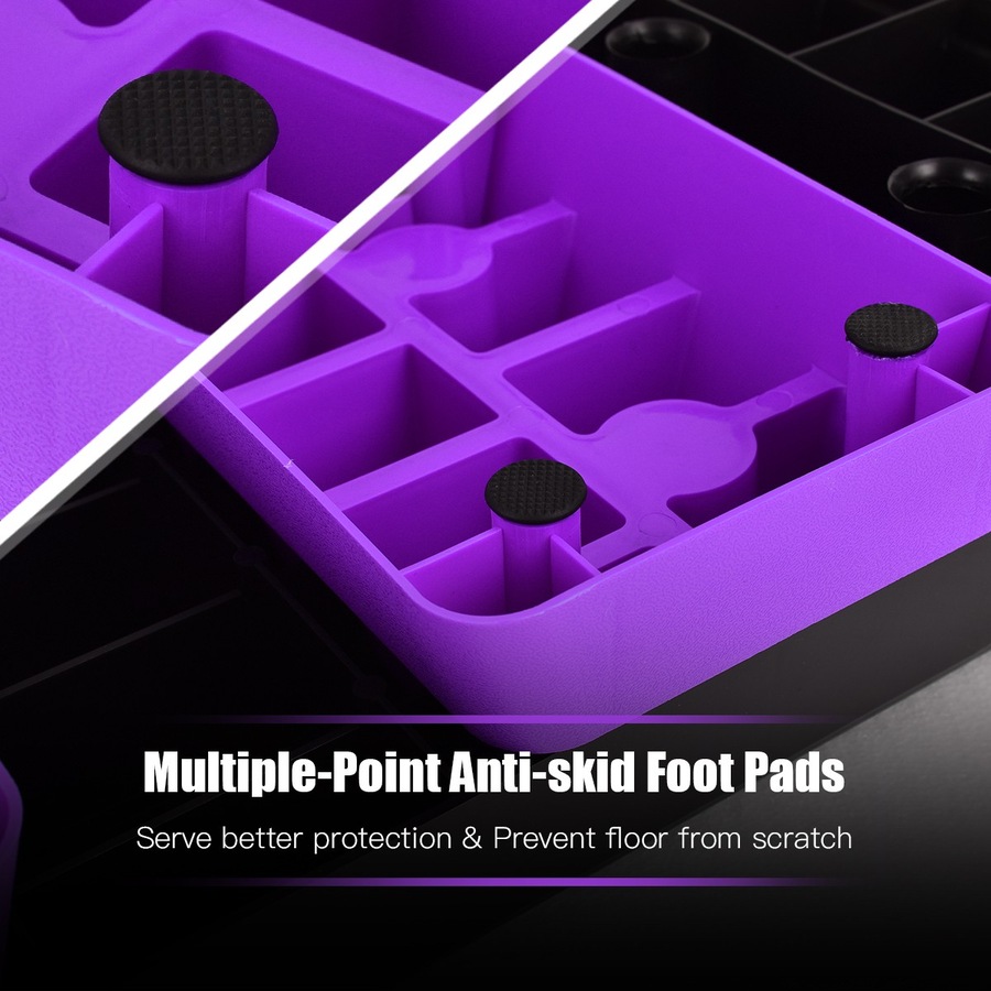 Costway Adjustable Aerobic Stepper Riser Workout Fitness Platform w/Non-slip Foot Pads Home Gym Purple