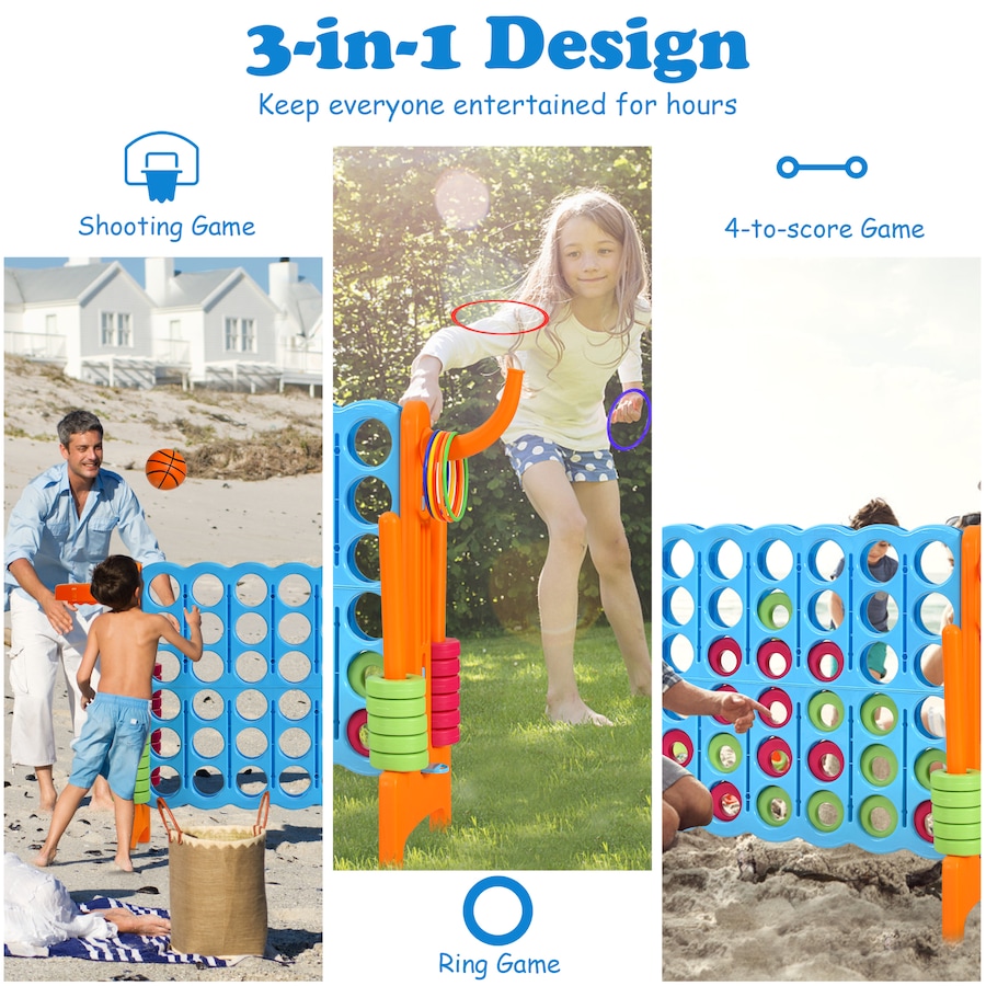 Costway Giant 4-in-A Row Jumbo 4-to-Score Game Set Family Connect Game Indoor Outdoor Orange