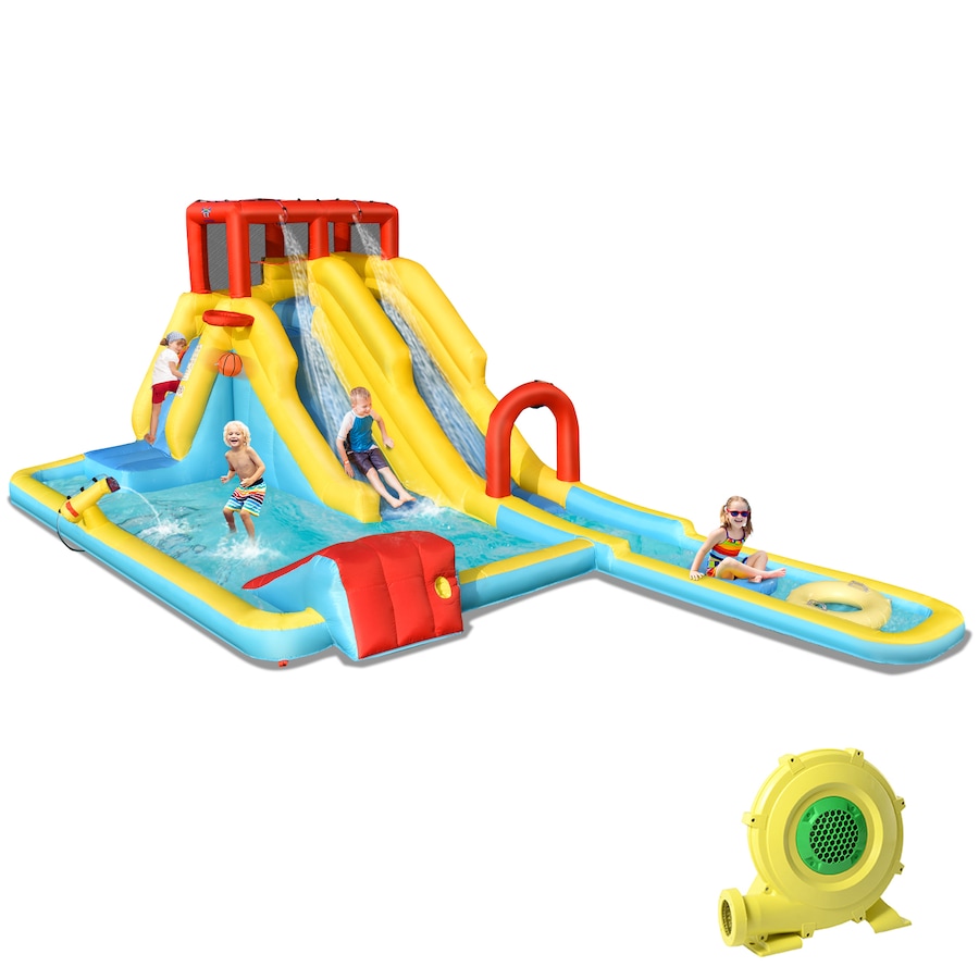 Costway 7in1 Inflatable Dual Slide Water Park Bounce Castle Climbing Bouncer w/Blower