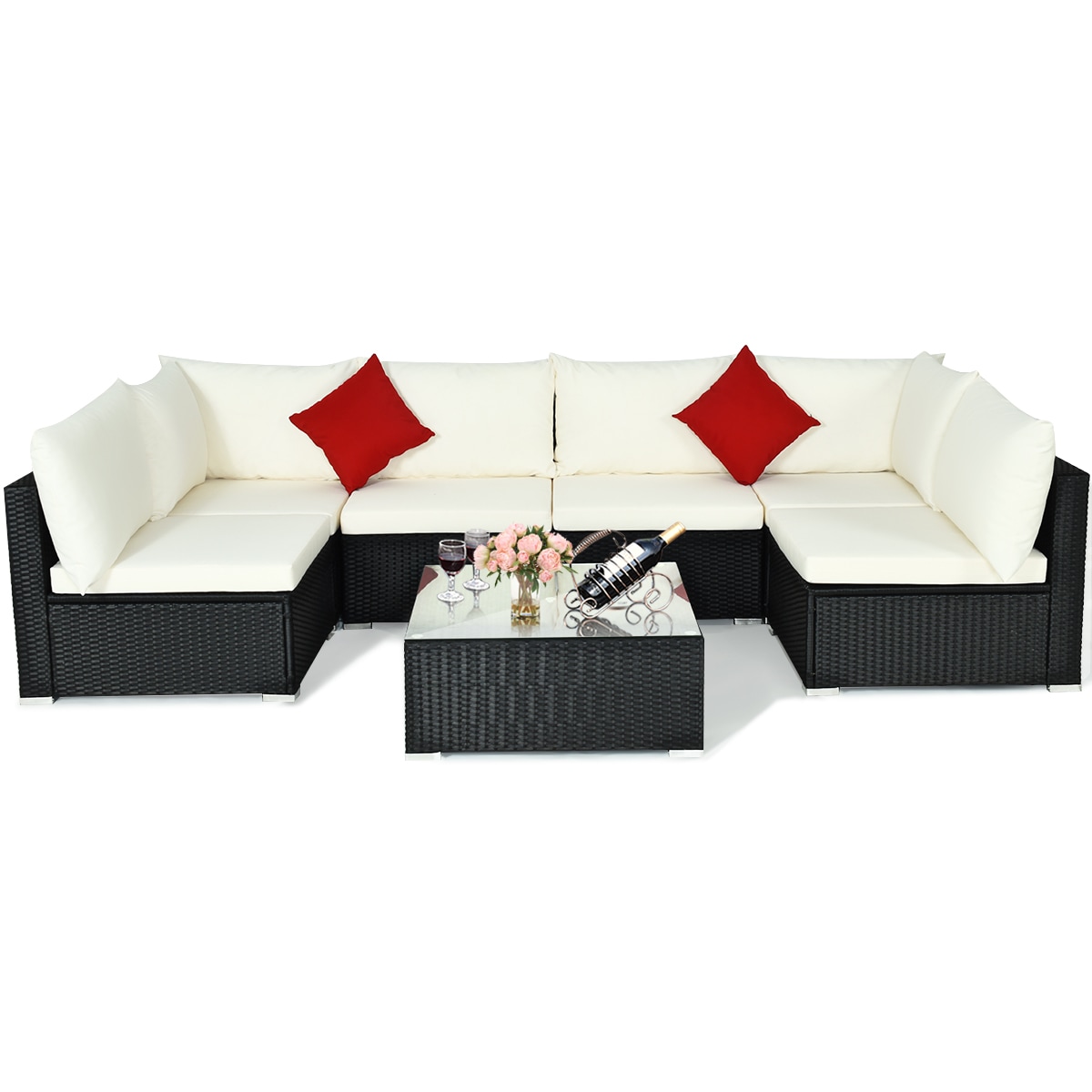 Buy Costway 7PCs Outdoor Sofa Set All Weather Wicker Couch Lounge