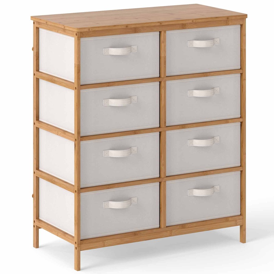 Costway 8-Drawer Dresser Bamboo Chest of Drawers Modern Storage Tower Tallboy Console Table Closet Organizer Unit