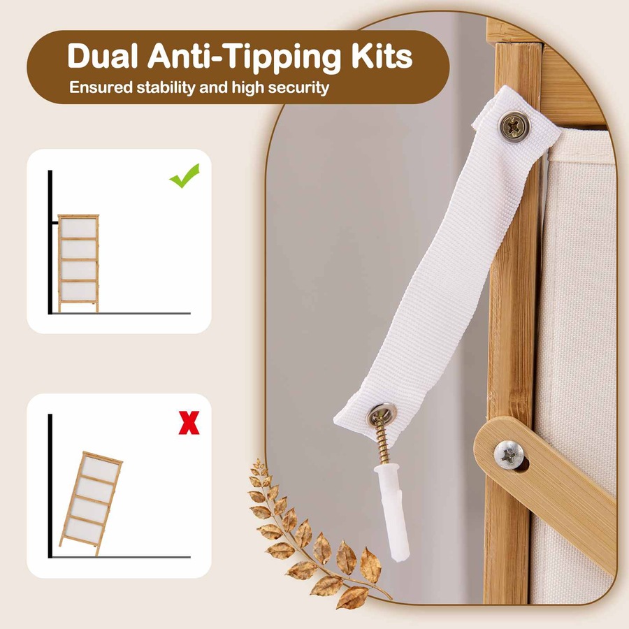 Costway 8-Drawer Dresser Bamboo Chest of Drawers Modern Storage Tower Tallboy Console Table Closet Organizer Unit