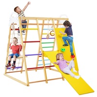 Costway 8-in-1 Climbing Set Playground Wood Swing Slide Climb Play Sets Indoor ergarden Amusement Park