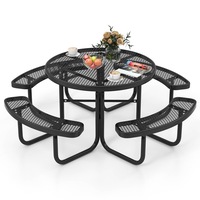Costway 8-Person Outdoor Dining Table Picnic Table&Chair Set Patio Garden Lawn Black