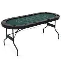Costway 8-Player Foldable Poker Table Card Table w/8 Cup Holders Game Table Green