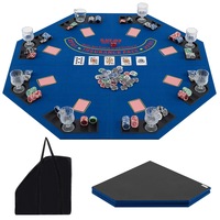Costway 8-Player Folding Poker Table Top Card Board Game Tabletop for Party Blue