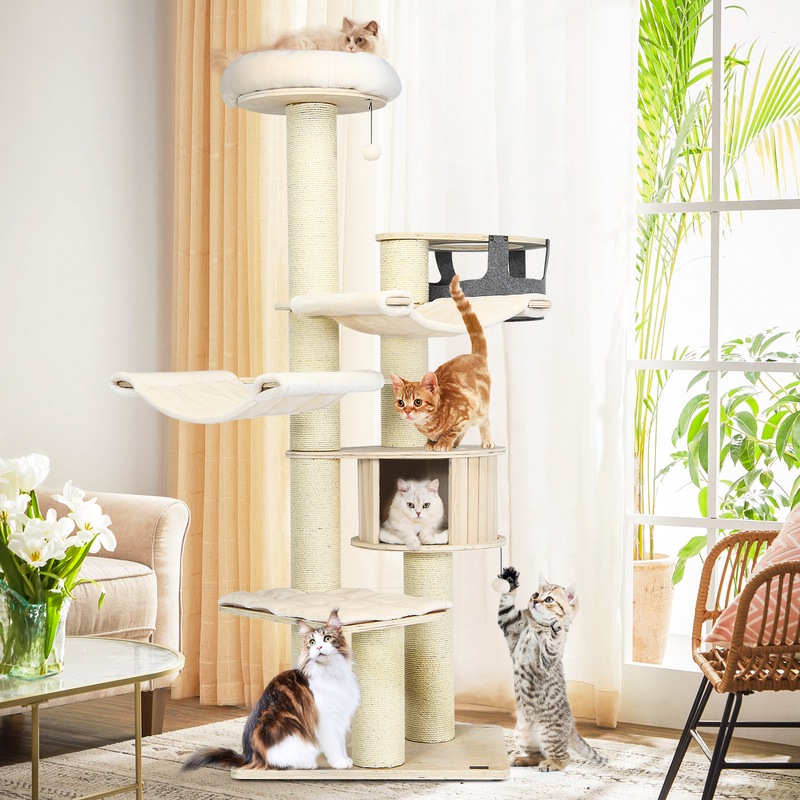 Buy Costway 8Tier 2M Wood Cat Tree Kitty Sisal Scratching Post Kitten