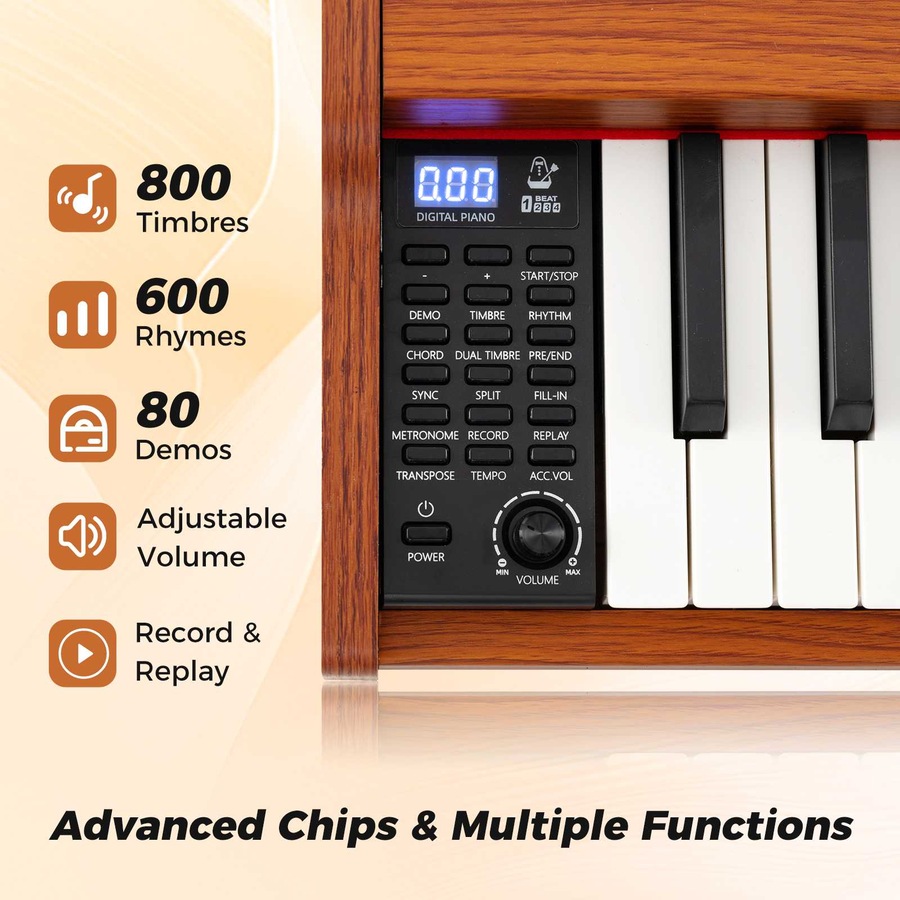 Costway 88 Key Electronic Keyboard Piano Set Semi-weighted Digital Piano w/Adjustable Stand Electric
