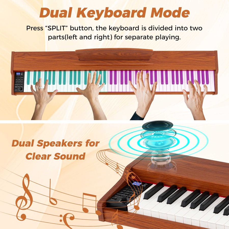 Costway 88 Key Electronic Keyboard Piano Set Semi-weighted Digital Piano w/Adjustable Stand Electric