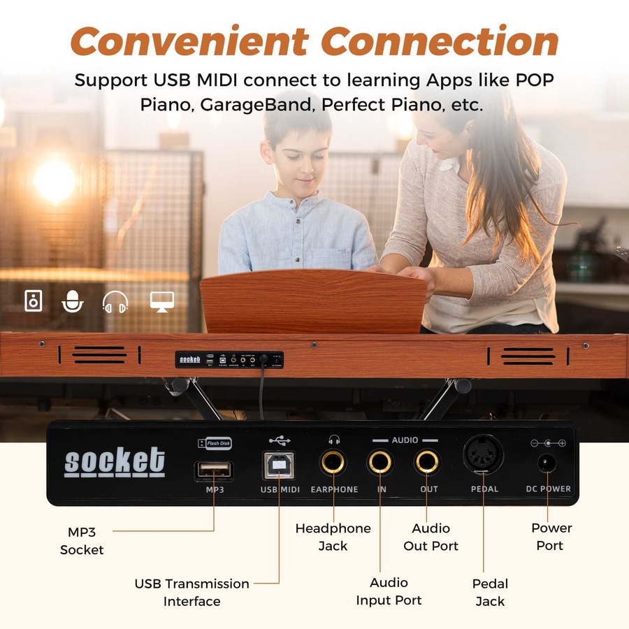 Costway 88 Key Electronic Keyboard Piano Set Semi-weighted Digital Piano w/Adjustable Stand Electric