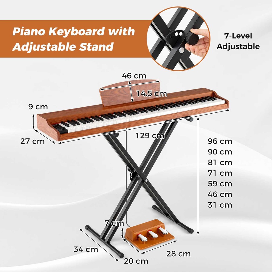 Costway 88 Key Electronic Keyboard Piano Set Semi-weighted Digital Piano w/Adjustable Stand Electric