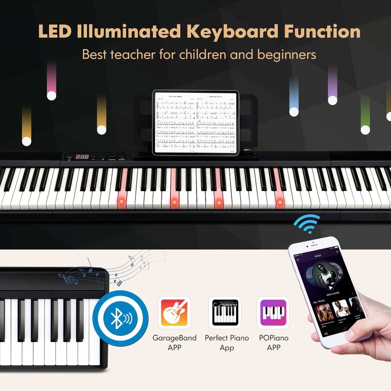 Buy Costway 88Key Lighted Electronic Piano Keyboard Electric Digital