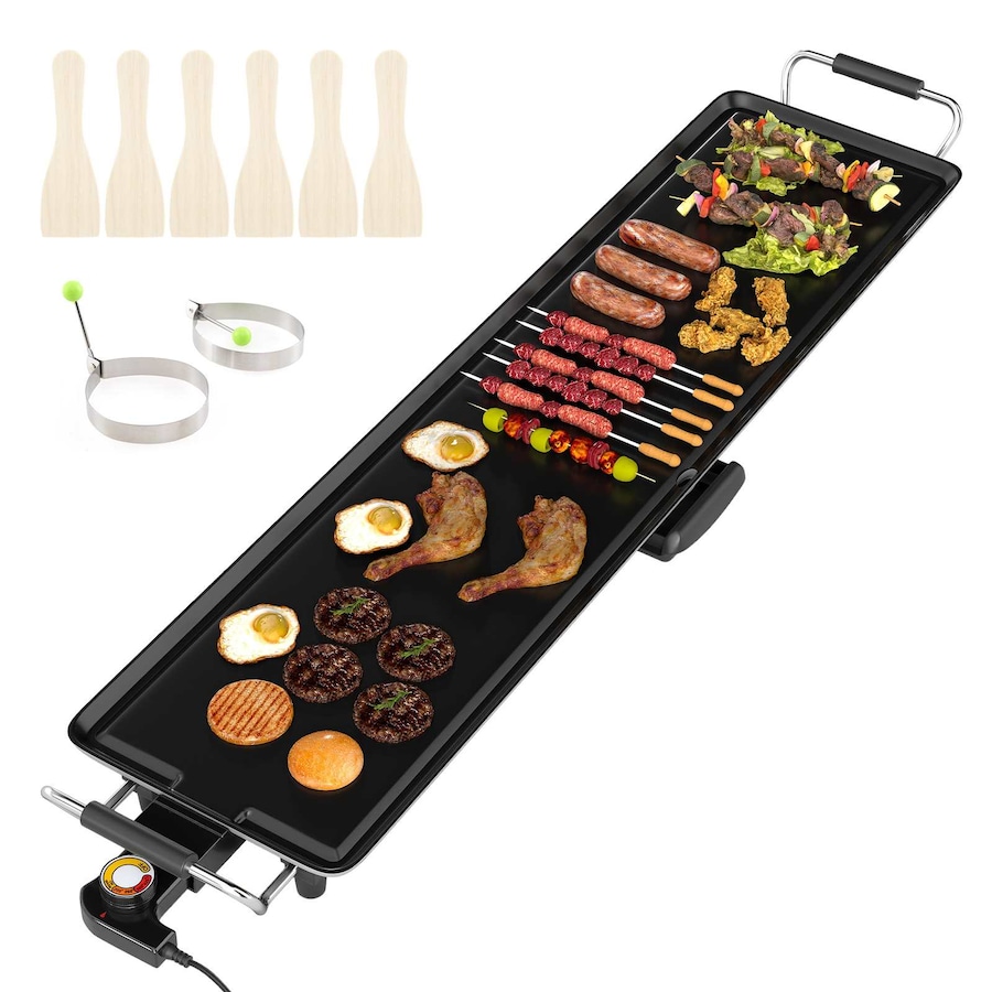 Costway 89cm BBQ Grill Electric Griddle Extra Large Teppanyaki Grill w/Insulated Handles/Drip Tray Nonstick