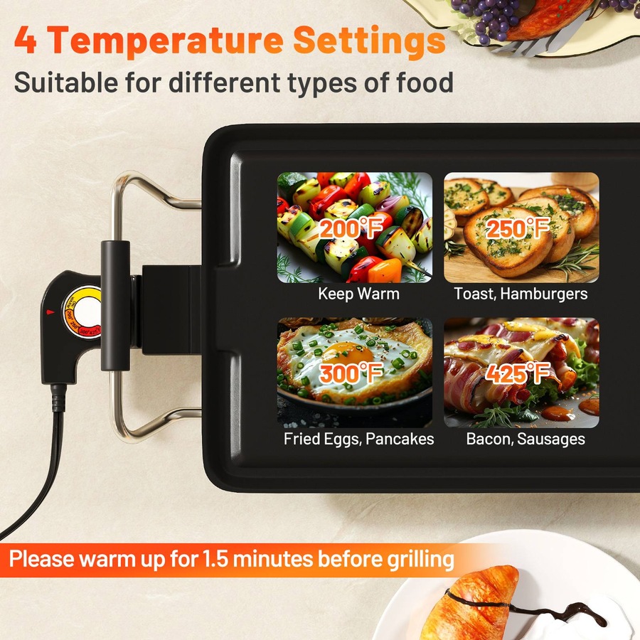 Costway 89cm BBQ Grill Electric Griddle Extra Large Teppanyaki Grill w/Insulated Handles/Drip Tray Nonstick