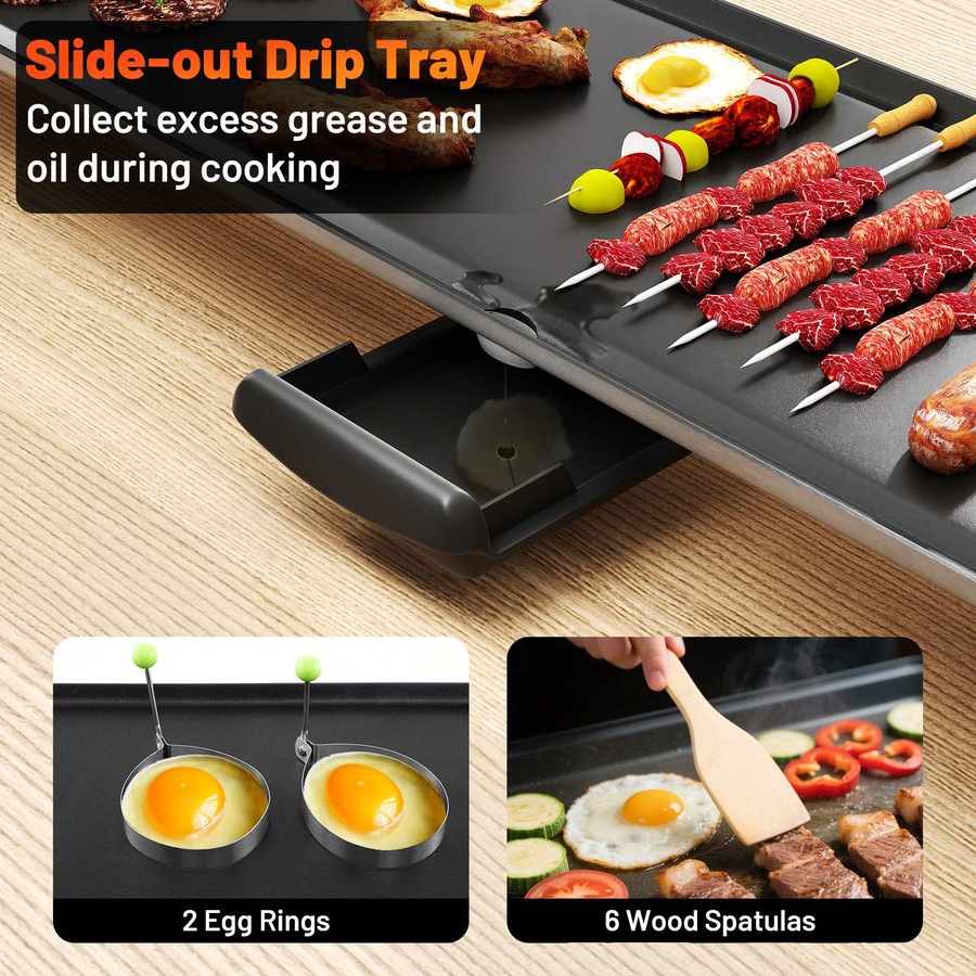 Costway 89cm BBQ Grill Electric Griddle Extra Large Teppanyaki Grill w/Insulated Handles/Drip Tray Nonstick