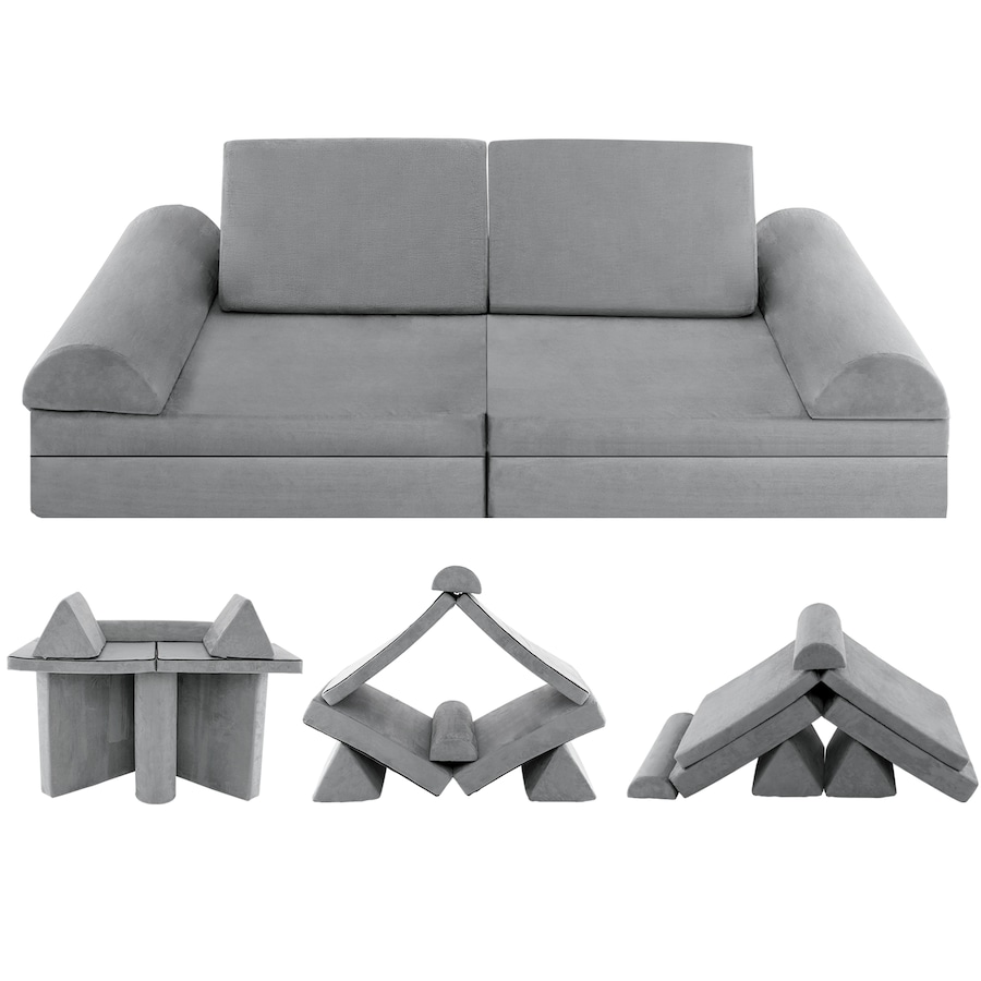 Costway 6PCS Play Sofa Modular Convertible Foam Couch Folding Sofa Chair Furniture Set Bedroom