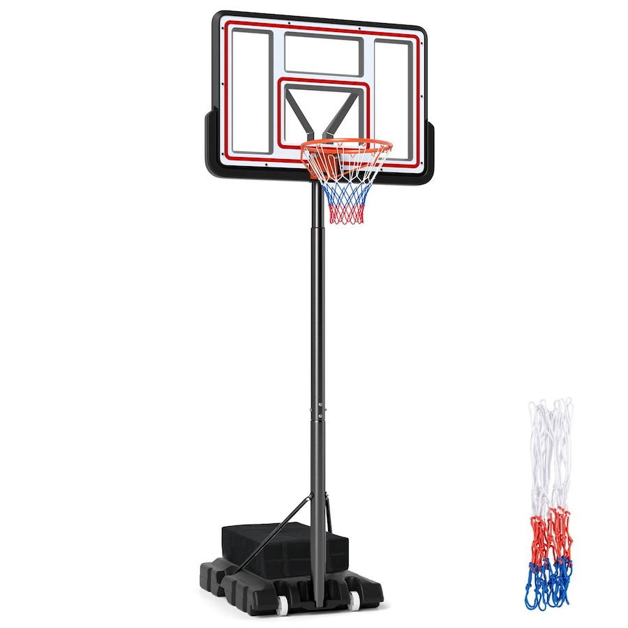 Costway Adjustable Basketball Hoop Stand System Ring Portable Backboard Teenagers Training Play Black
