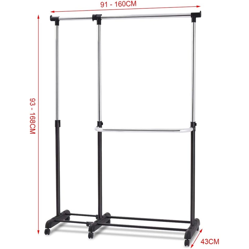 Buy Costway Adjustable Garment Storage Rack, Rolling Coat Stand 