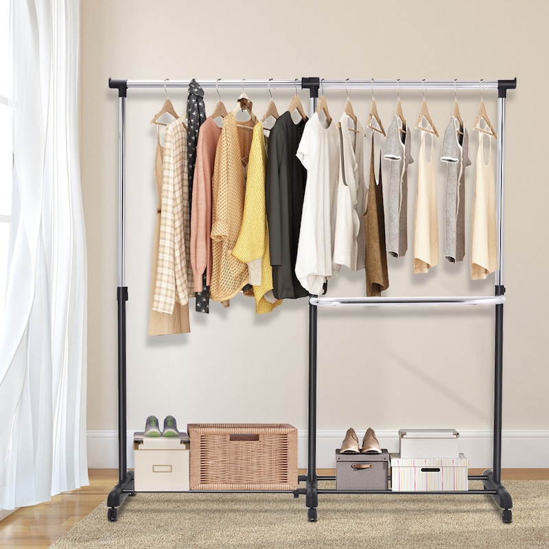 Buy Costway Adjustable Garment Storage Rack, Rolling Coat Stand ...