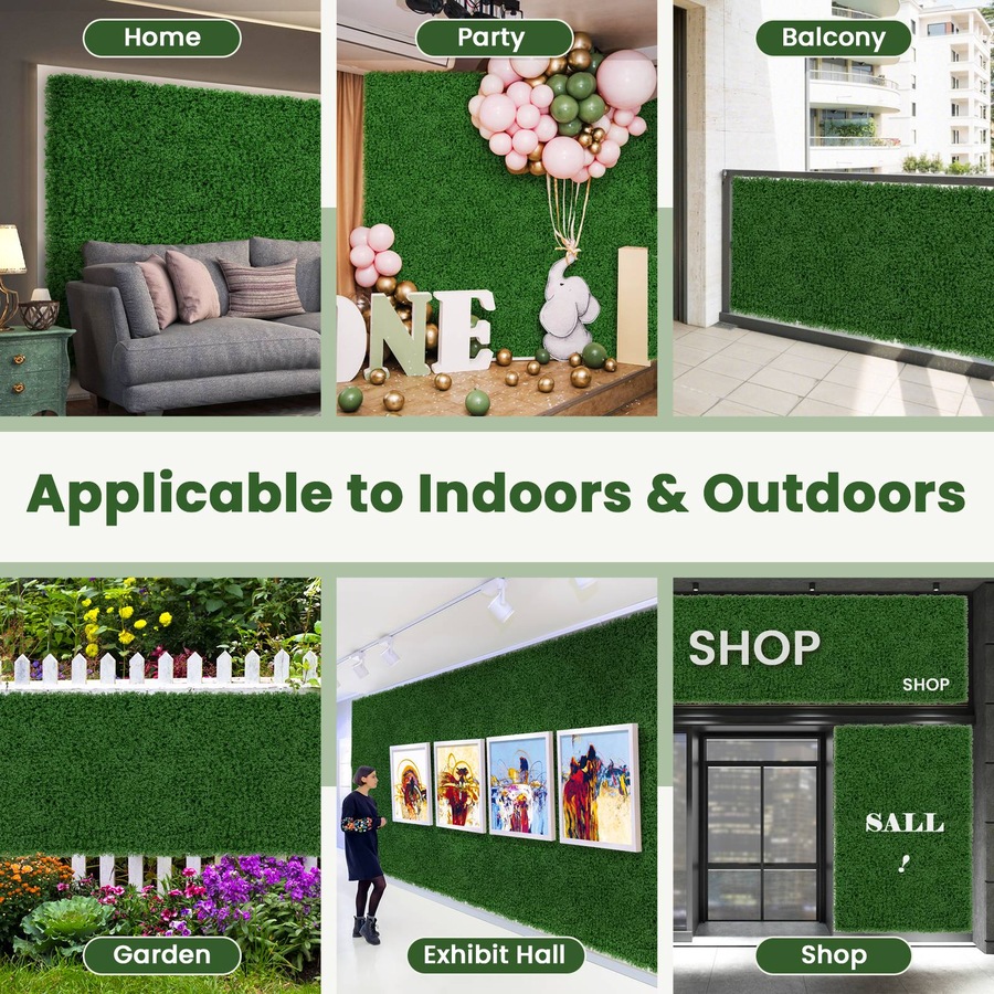 Costway Artificial Plant Wall Garden Fake Grass Wall Fence Artificial Vertical Grass Green