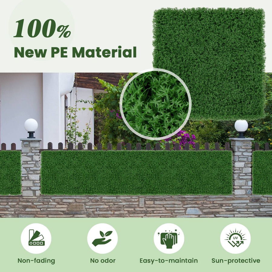 Costway Artificial Plant Wall Garden Fake Grass Wall Fence Artificial Vertical Grass Green