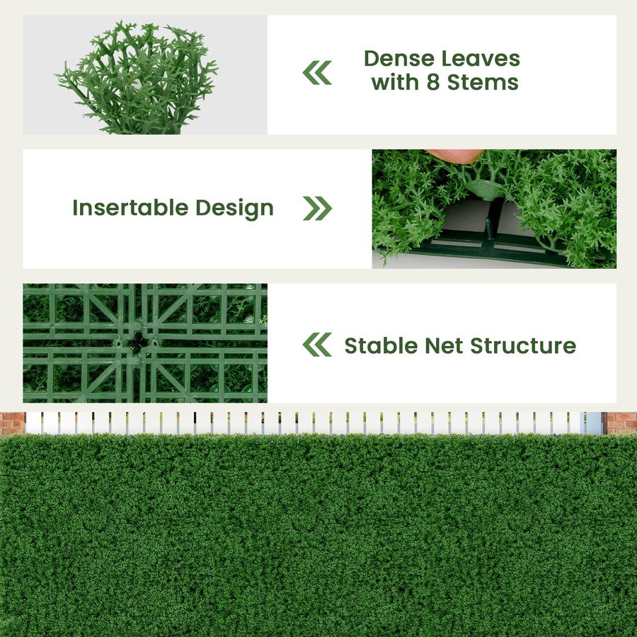 Costway Artificial Plant Wall Garden Fake Grass Wall Fence Artificial Vertical Grass Green
