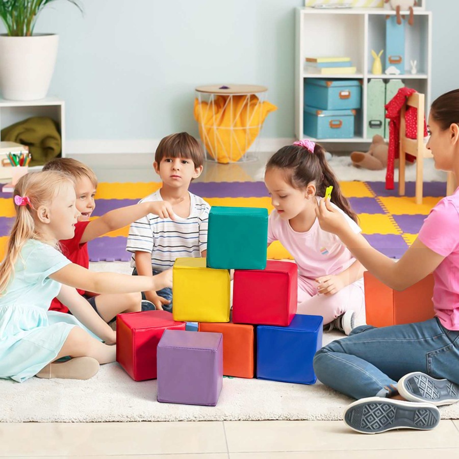 Costway Foam Building Blocks Indoor Active Toys Climb&Crawl Soft PlaysetGift Home Daycare 12pcs