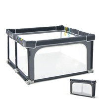 Costway Foldable Playpen Security Enclosure Play Fence Dark Grey