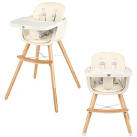 Costway High Chair Feeding Chair Wood Eating Dining Chair Adjustable Tray & Footrest White