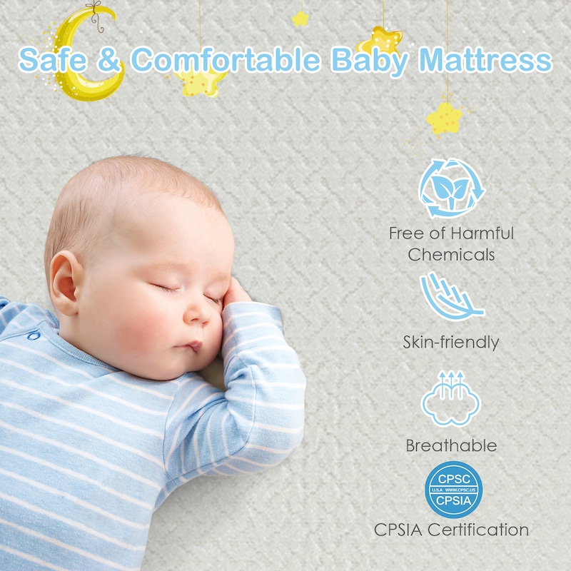 Buy Costway Baby Mattress Portable Baby Bedding Crib Cot Mattress Dual ...