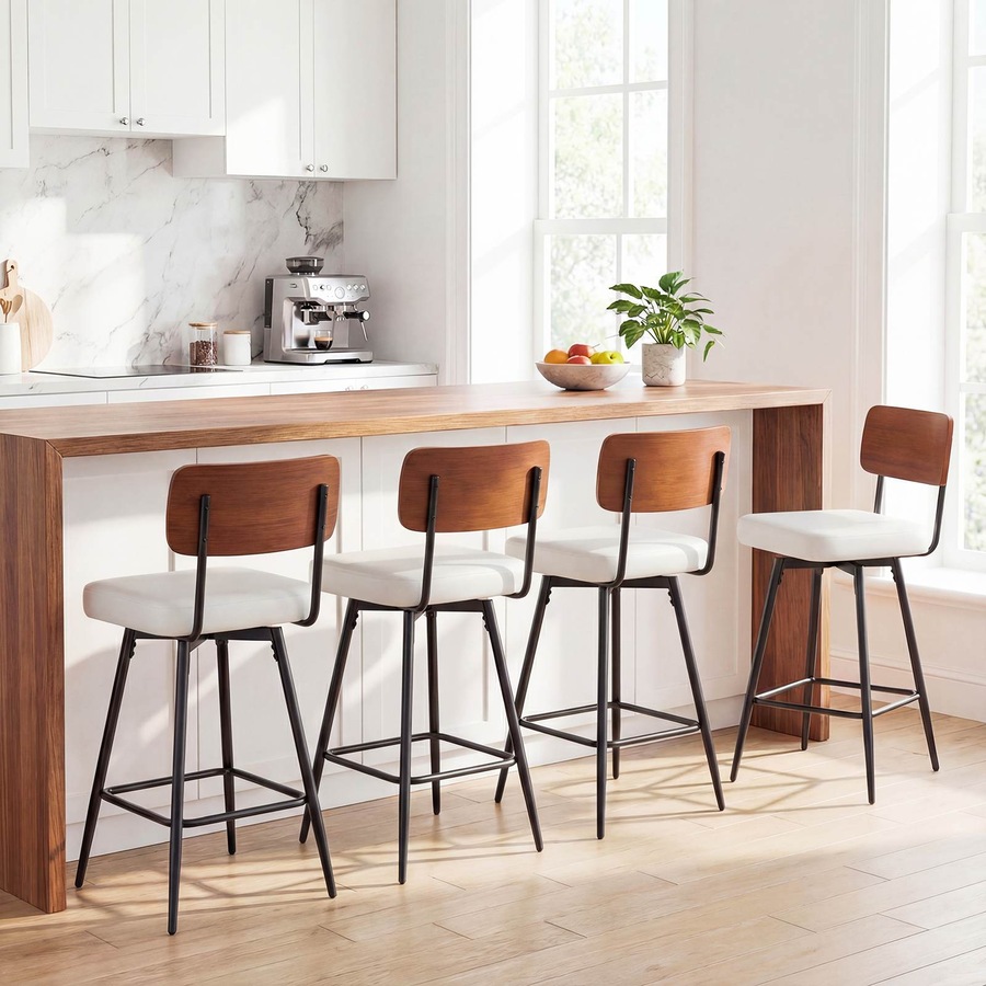 Buy Costway Bar Stools Set of 2 Padded Barstools Swivel Counter Height ...