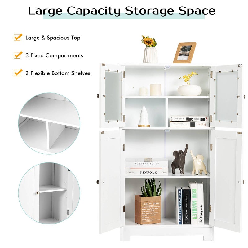 Buy Costway Bathroom Cabinet Toilet Storage Cupboard Organiser w/Shelf ...