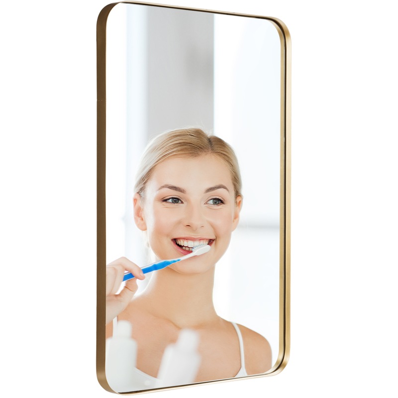 Buy Costway Bathroom Mirror Square WallMounted Mirror Metal Frame 50 x