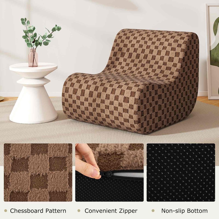 Costway Bean Bag Chair w/Ottoman & Washable Cover Lazy Sofa Lounger Seat Living Room Bedroom Brown