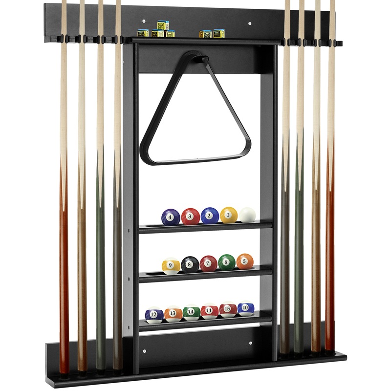 Buy Costway Billiard Cue Rack Pool Snooker Wood Rack WallMounted w/8 Vertical Pool Cue Holders