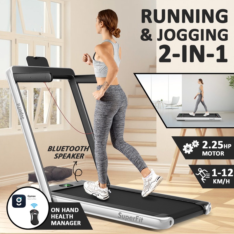 Costway 2 IN 1 Electric Treadmill 12kmh APP, Folding Running Machine