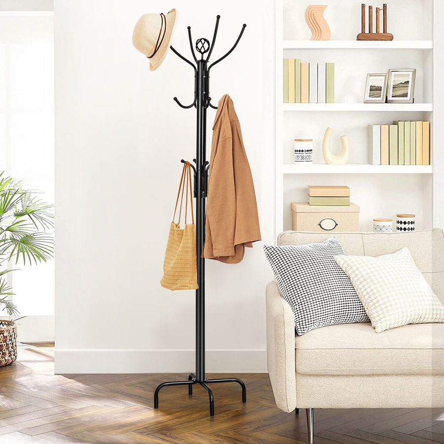 Costway Coat Rack 12 practical hooks Hat Clothes Stand Hanger Hallway Entryway
