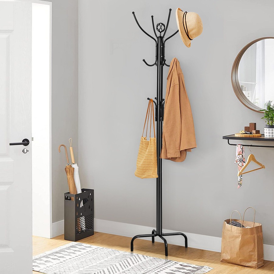 Costway Coat Rack 12 practical hooks Hat Clothes Stand Hanger Hallway Entryway