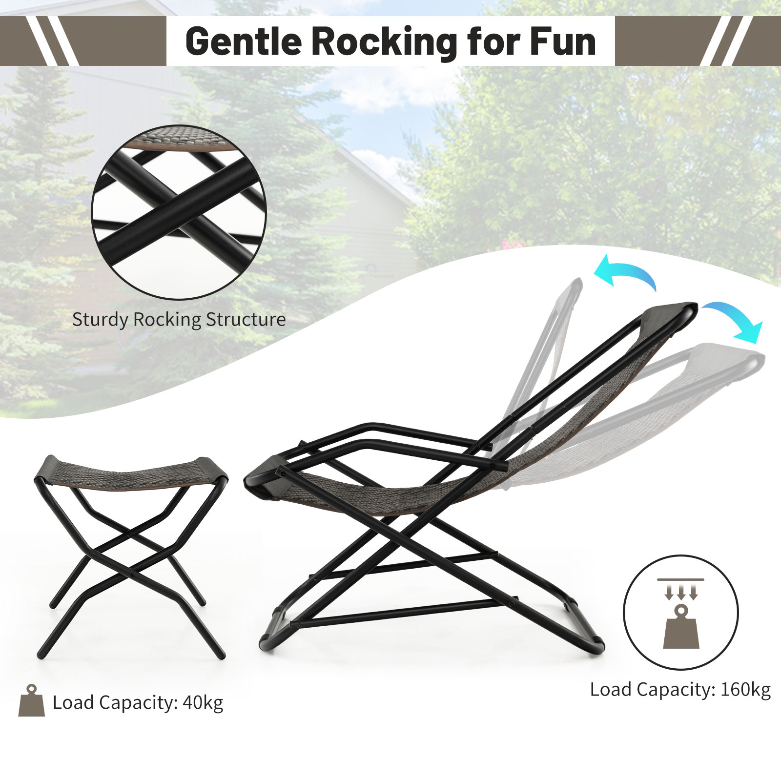 Outdoor folding chair with hot sale ottoman