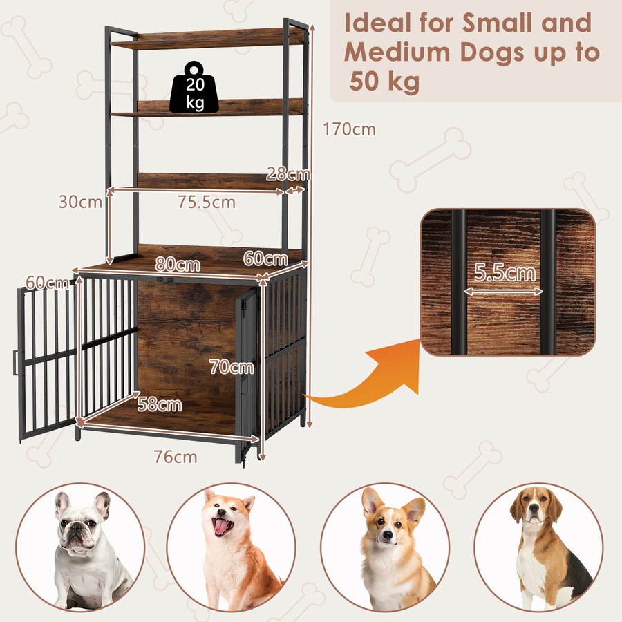 Buy Costway Dog Cage Crate Funiture Storage Cabinet w/Shelves 2 Door ...
