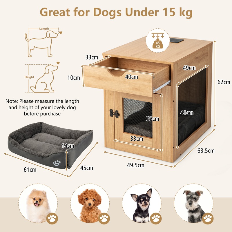 Buy Costway Indoor Dog Crate Wood Side Table Pet Kennel Puppy House W 2 