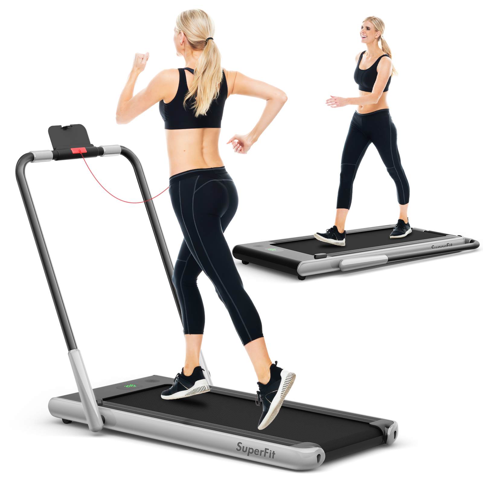 Costway 2in1 Electric Desk Treadmill 12kmh APP Folding Running Machine Home Gym Walking