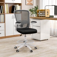 Costway Mesh Drafting Chair Office Chair Gaming Desk Chair Adjustable Height, Work Study Home